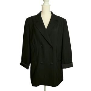 Structured Office Chic Staple Black Wool Double Breasted Blazer 12 Noir Frame
